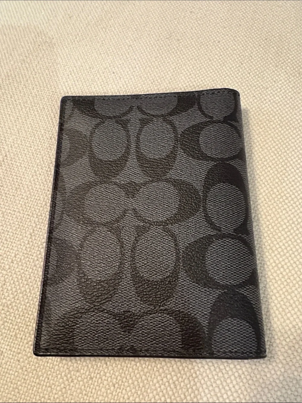 Coach Charcoal & Black Signature Passport Cover